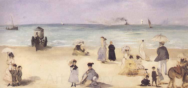 Edouard Manet Sur la plage de Boulogne (mk40) Norge oil painting art